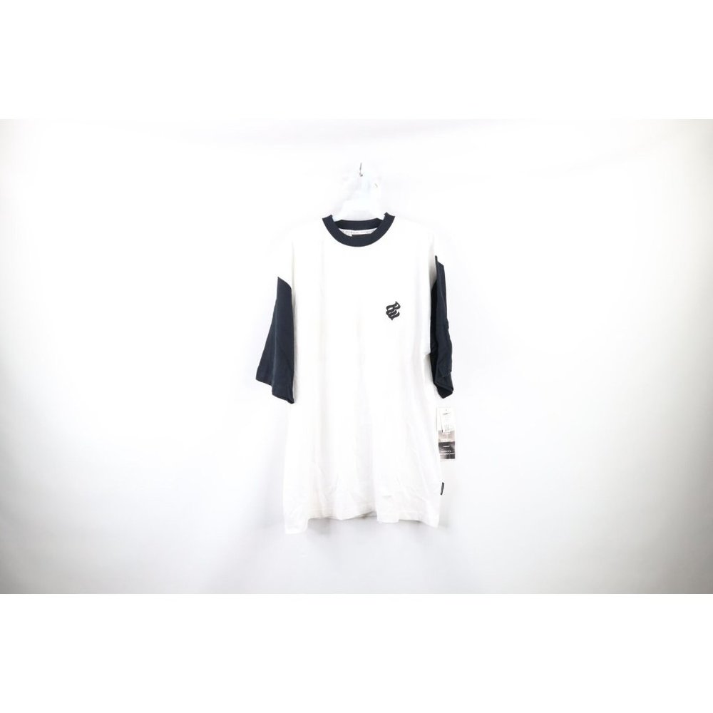 NOS Vintage Rocawear Mens Large Baggy Fit Monogram Color Block T-Shirt White